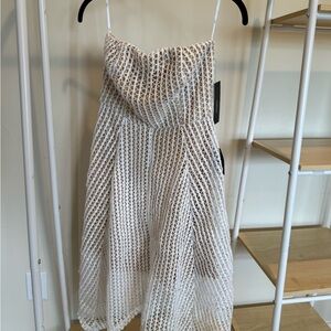 Lulu's White Strapless Mesh Dress